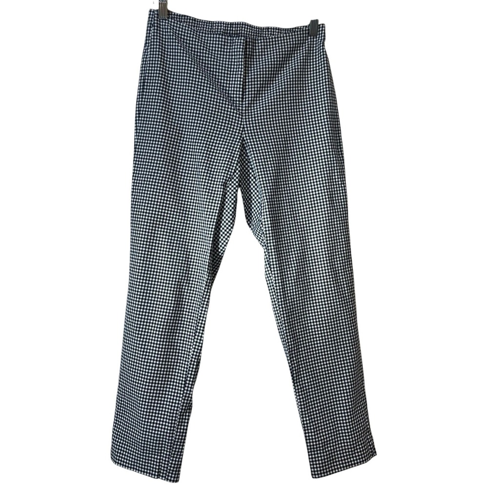 J. Jill Black and White Gingham Cropped Straight-Leg Ankle Pants-SIZE 4